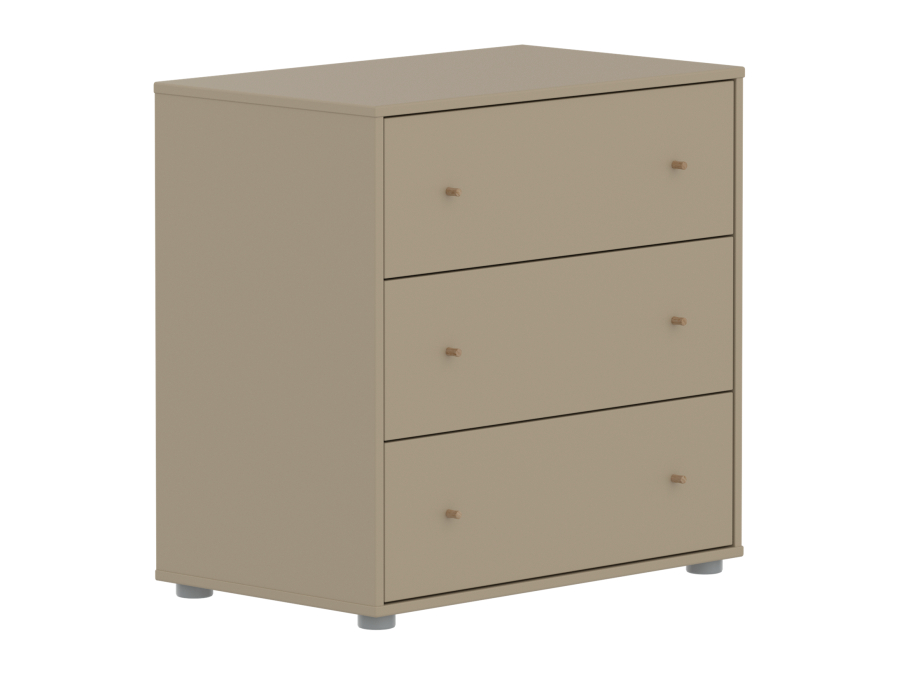 Flexa Saga commode 3 lades met eiken knoppen - Oat - Afbeelding 3