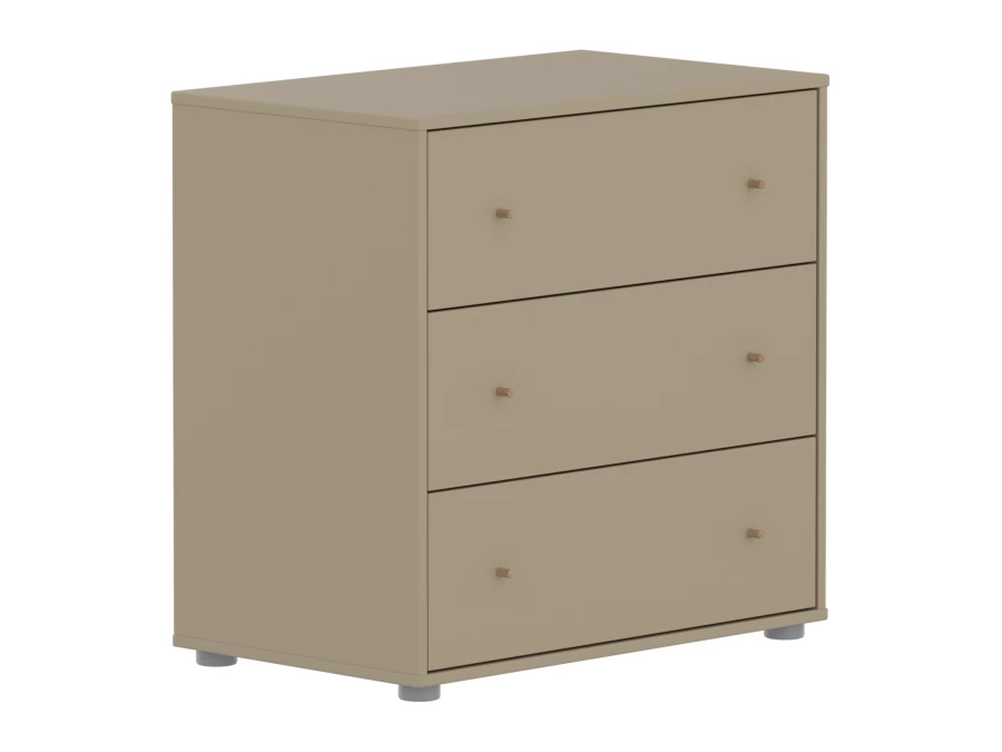 Flexa Saga commode 3 lades met eiken knoppen - Oat - Afbeelding 3