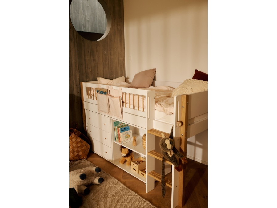 Flexa Saga commode 3 lades met eiken knoppen - Wit - Afbeelding 2