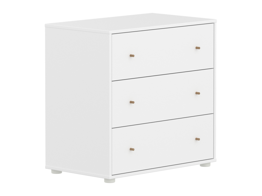 Flexa Saga commode 3 lades met eiken knoppen - Wit - Afbeelding 4