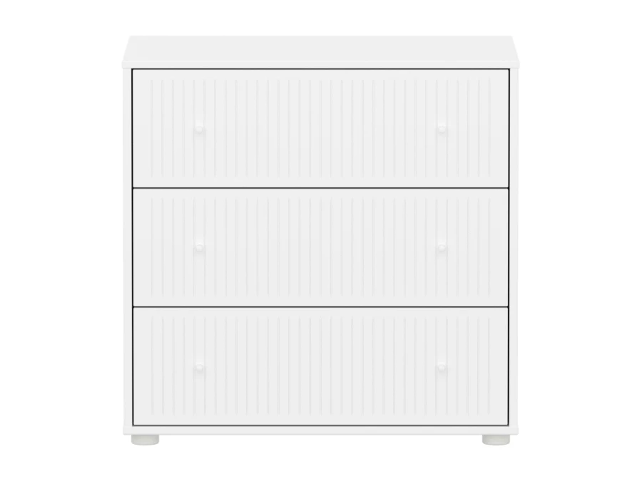 Flexa Saga commode 3 lades met witte knoppen - Wit grooves - Afbeelding 2