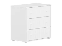 Flexa Saga commode 3 lades met witte knoppen - Wit grooves - Afbeelding 3