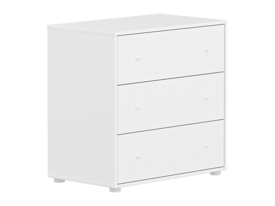 Flexa Saga commode 3 lades met witte knoppen - Wit grooves - Afbeelding 3