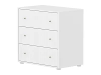 Flexa Saga commode 3 lades met oat knoppen - Wit grooves