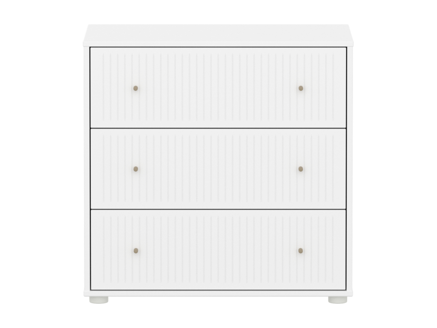Flexa Saga commode 3 lades met oat knoppen - Wit grooves - Afbeelding 2