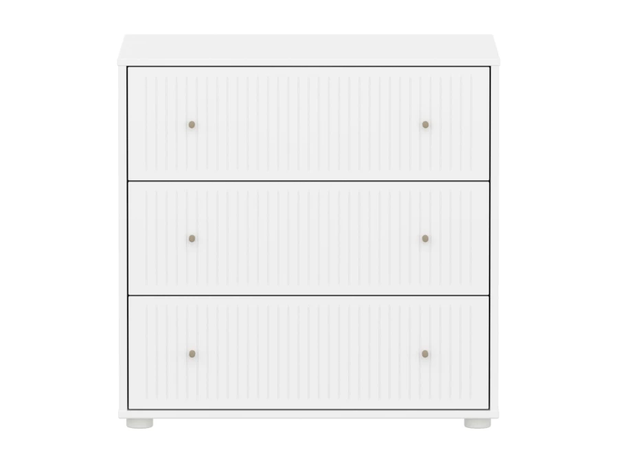 Flexa Saga commode 3 lades met oat knoppen - Wit grooves - Afbeelding 2