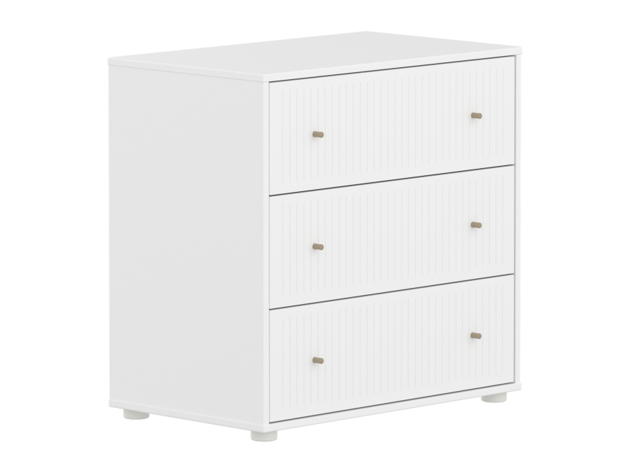Flexa Saga commode 3 lades met oat knoppen - Wit grooves - Afbeelding 3