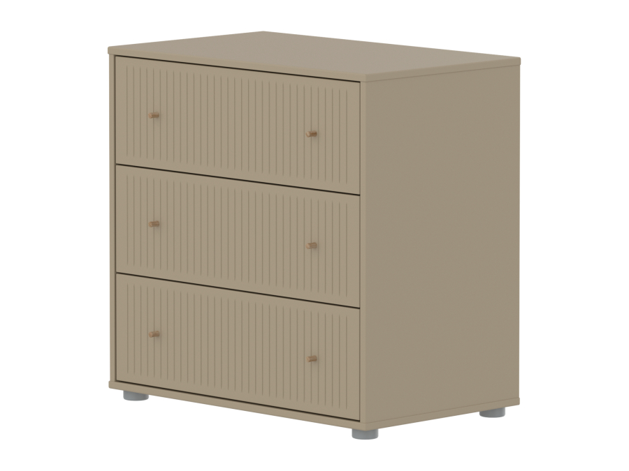 Flexa Saga commode 3 lades met eiken knoppen - Oat grooves
