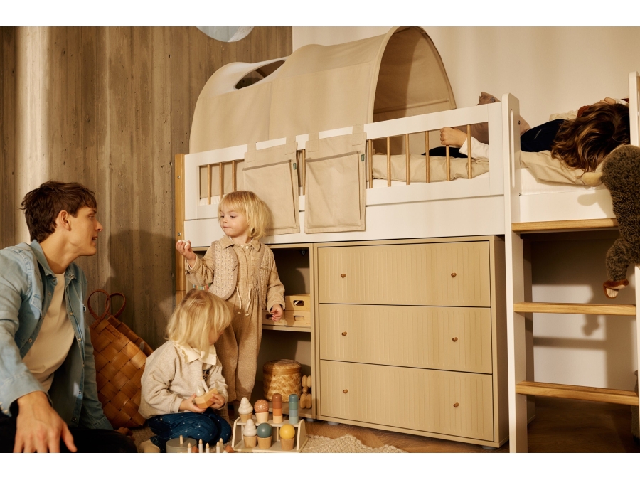 Flexa Saga commode 3 lades met eiken knoppen - Oat grooves - Afbeelding 2