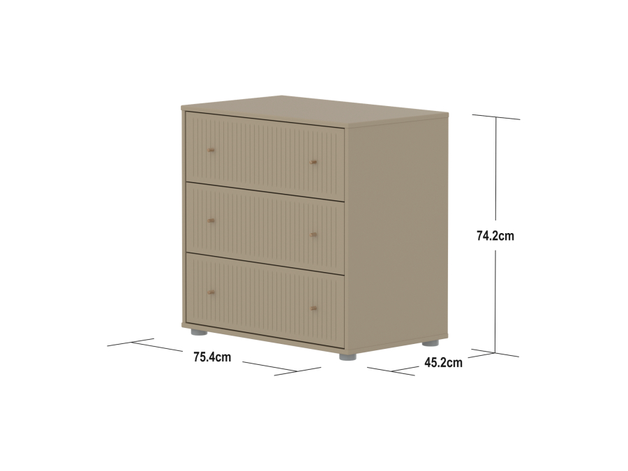 Flexa Saga commode 3 lades met eiken knoppen - Oat grooves - Afbeelding 6