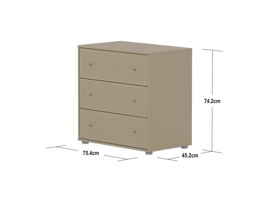 Flexa Saga commode 3 lades met eiken knoppen - Oat grooves - Afbeelding 6