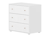 Flexa Saga commode 3 lades met eiken knoppen - Wit grooves