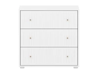Flexa Saga commode 3 lades met eiken knoppen - Wit grooves - Afbeelding 2