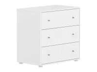 Flexa Saga commode 3 lades met eiken knoppen - Wit grooves - Afbeelding 3