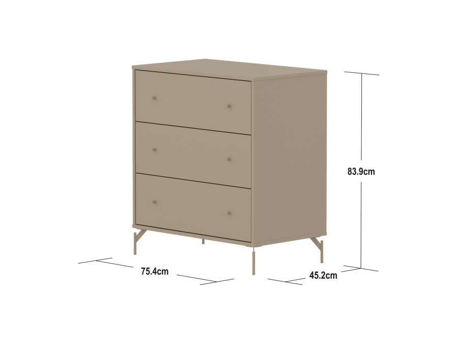 Flexa Saga commode 3 lades met oat knoppen en poten - Oat - Afbeelding 4