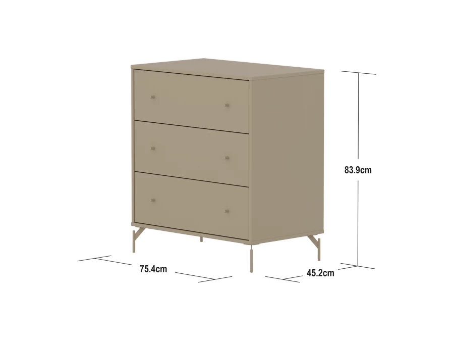 Flexa Saga commode 3 lades met oat knoppen en poten - Oat - Afbeelding 4