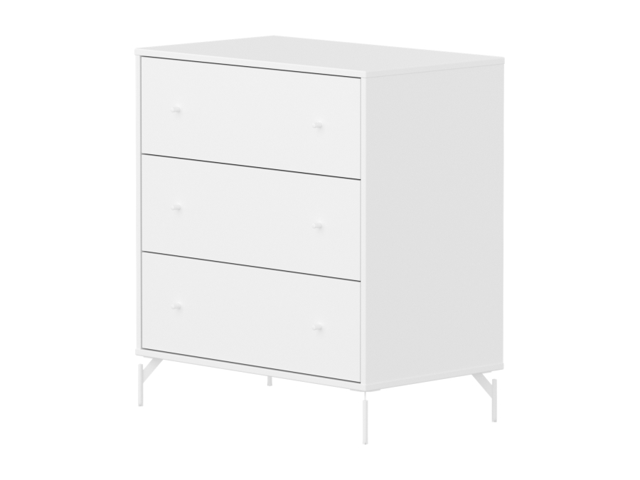 Flexa Saga commode 3 lades met witte knoppen en poten - Wit