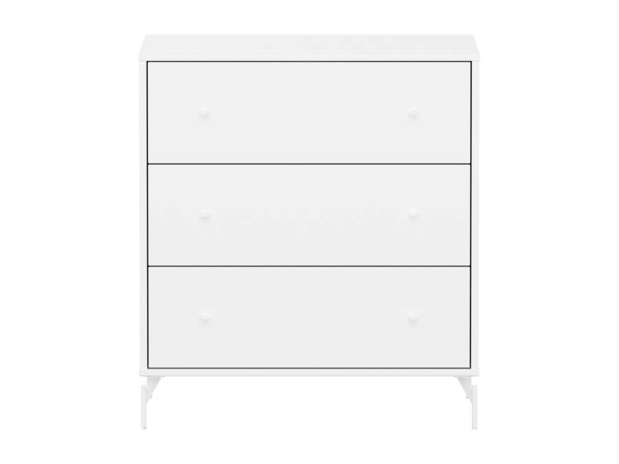 Flexa Saga commode 3 lades met witte knoppen en poten - Wit - Afbeelding 2