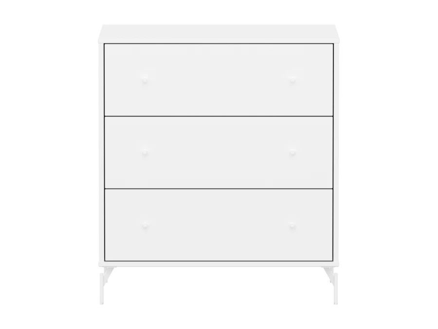 Flexa Saga commode 3 lades met witte knoppen en poten - Wit - Afbeelding 2