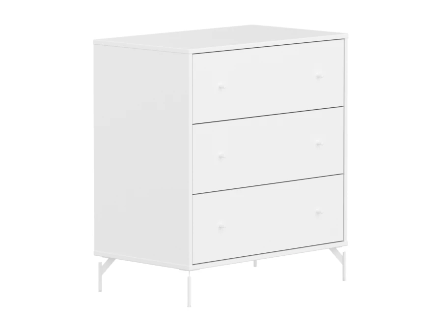 Flexa Saga commode 3 lades met witte knoppen en poten - Wit - Afbeelding 3