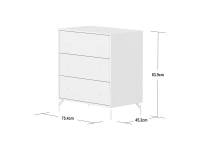 Flexa Saga commode 3 lades met witte knoppen en poten - Wit - Afbeelding 4