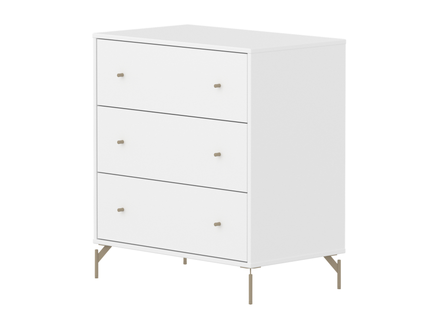 Flexa Saga commode 3 lades met oat knoppen en poten - Wit
