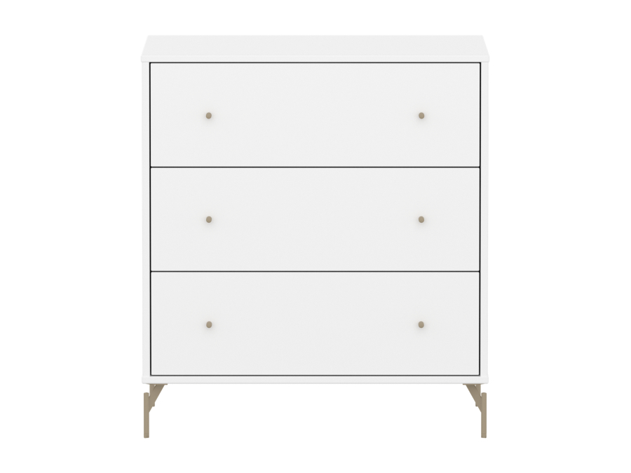 Flexa Saga commode 3 lades met oat knoppen en poten - Wit - Afbeelding 2