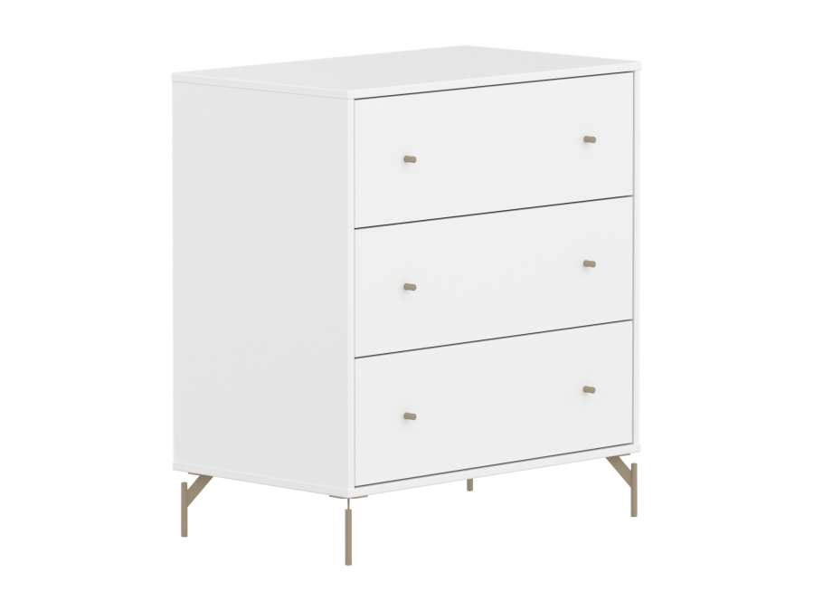 Flexa Saga commode 3 lades met oat knoppen en poten - Wit - Afbeelding 3