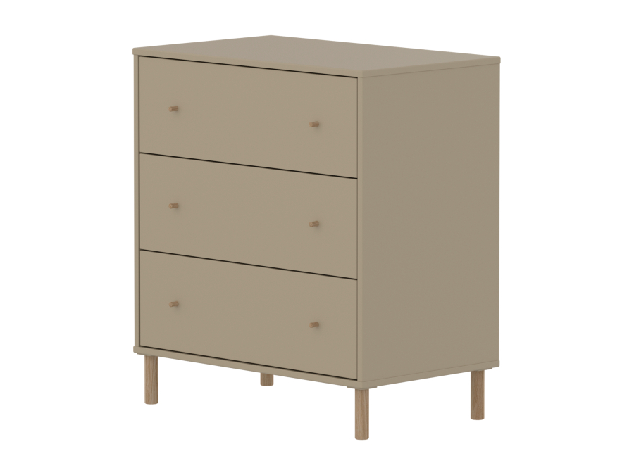 Flexa Saga commode 3 lades met eiken knoppen en poten - Oat