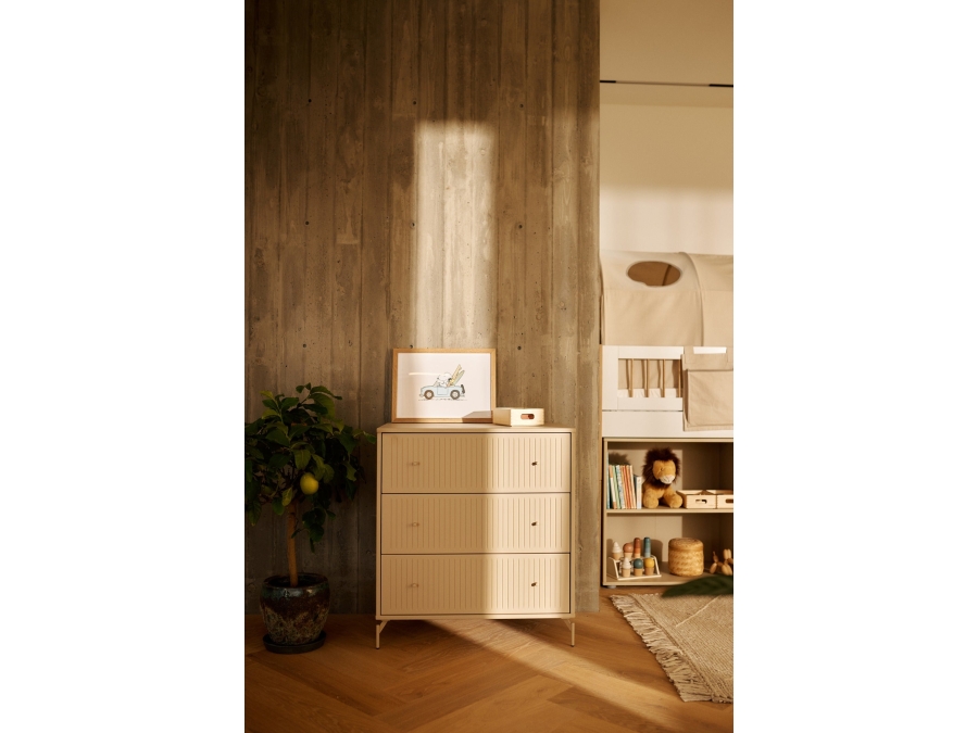 Flexa Saga commode 3 lades met oat knoppen en poten - Oat grooves - Afbeelding 3