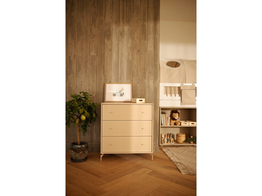 Flexa Saga commode 3 lades met oat knoppen en poten - Oat grooves - Afbeelding 2