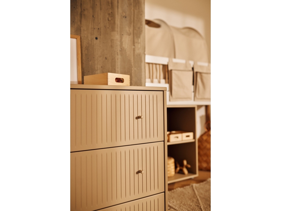 Flexa Saga commode 3 lades met oat knoppen en poten - Oat grooves - Afbeelding 4