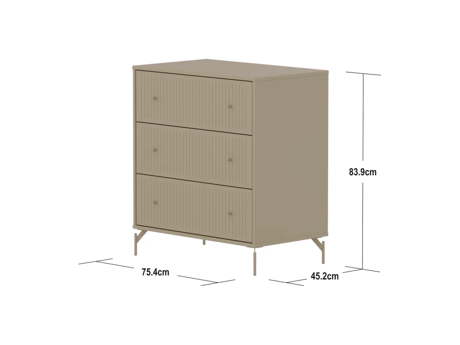 Flexa Saga commode 3 lades met oat knoppen en poten - Oat grooves - Afbeelding 6