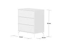 Flexa Saga commode 3 lades met witte knoppen en poten - Wit grooves - Afbeelding 6