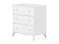 Flexa Saga commode 3 lades met oat knoppen en poten - Wit grooves