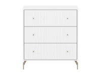 Flexa Saga commode 3 lades met oat knoppen en poten - Wit grooves - Afbeelding 2