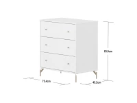 Flexa Saga commode 3 lades met oat knoppen en poten - Wit grooves - Afbeelding 4