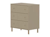 Flexa Saga commode 3 lades met eiken knoppen en poten - Oat grooves