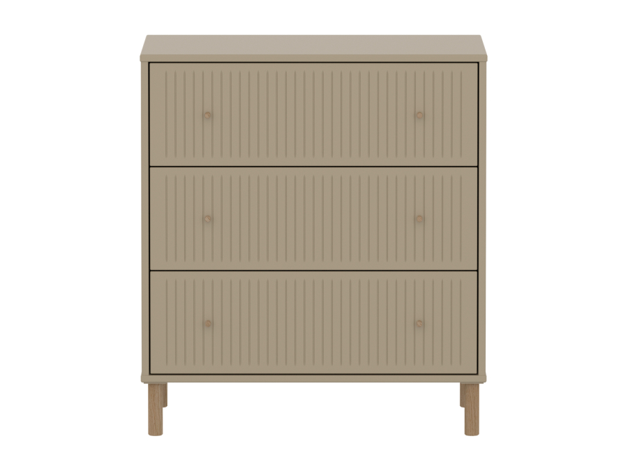 Flexa Saga commode 3 lades met eiken knoppen en poten - Oat grooves - Afbeelding 2