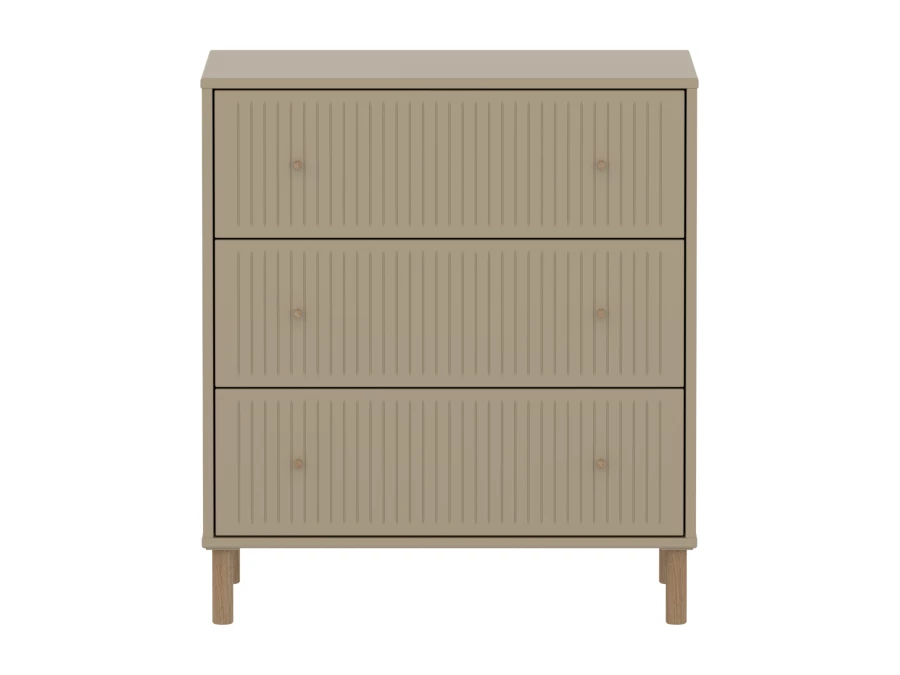 Flexa Saga commode 3 lades met eiken knoppen en poten - Oat grooves - Afbeelding 2