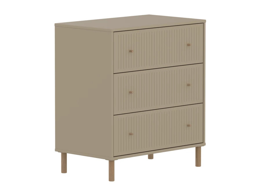 Flexa Saga commode 3 lades met eiken knoppen en poten - Oat grooves - Afbeelding 3