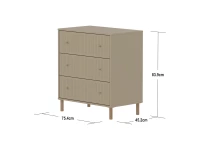 Flexa Saga commode 3 lades met eiken knoppen en poten - Oat grooves - Afbeelding 4