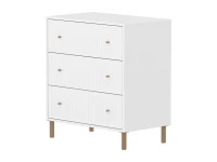 Flexa Saga commode 3 lades met eiken knoppen en poten - Wit grooves