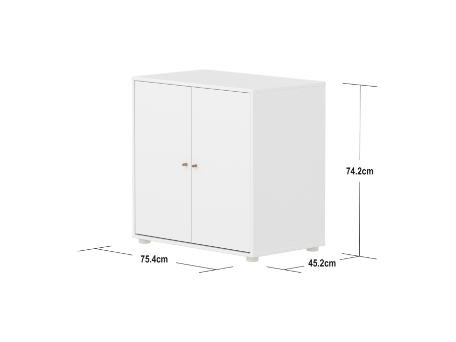 Flexa Saga kastje met eiken knoppen - Wit - Afbeelding 4