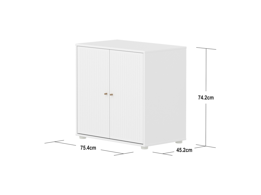 Flexa Saga kastje met eiken knoppen - Wit grooves - Afbeelding 4
