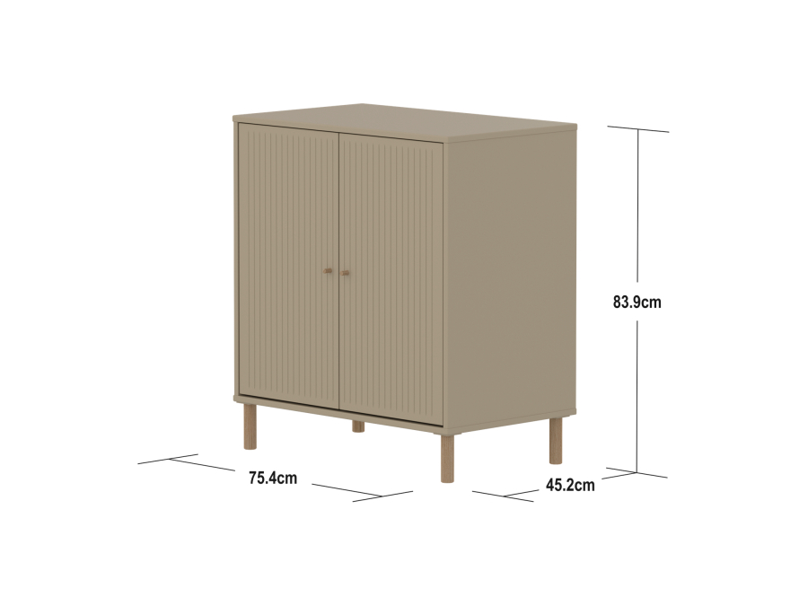 Flexa Saga kastje met eiken knoppen en poten - Oat grooves - Afbeelding 4