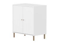 Flexa Saga kastje met eiken knoppen en poten - Wit grooves