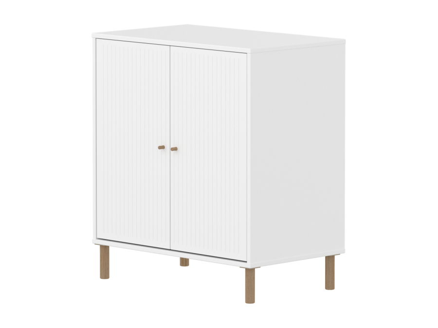 Flexa Saga kastje met eiken knoppen en poten - Wit grooves
