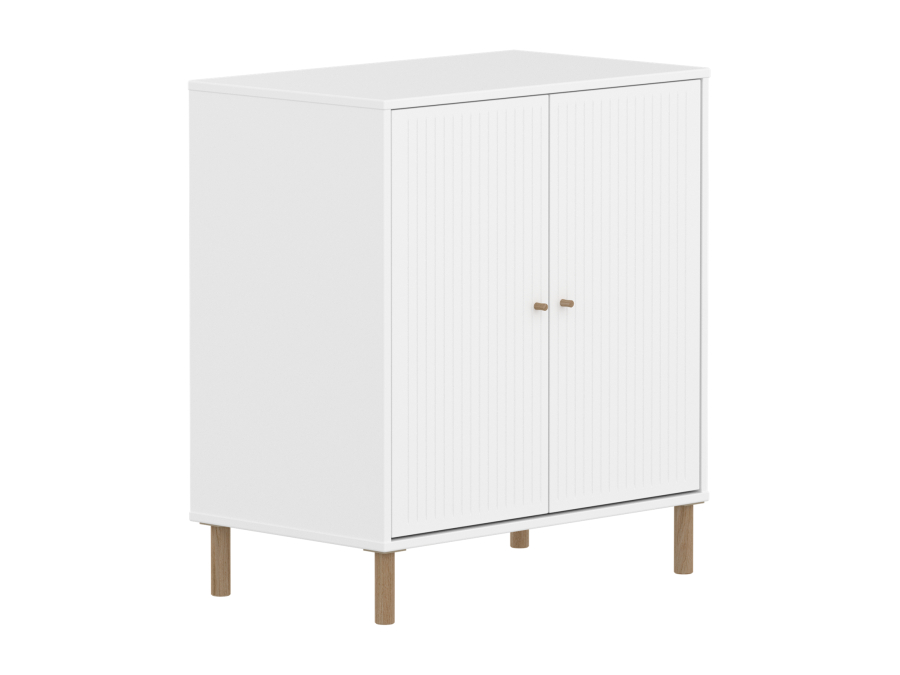 Flexa Saga kastje met eiken knoppen en poten - Wit grooves - Afbeelding 3