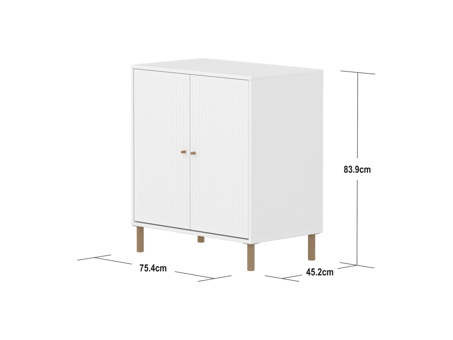 Flexa Saga kastje met eiken knoppen en poten - Wit grooves - Afbeelding 4